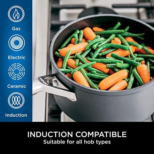 Ninja ZEROSTICK 3-Piece Stackable Saucepan Set Non-Stick Grey 16cm 18cm 20cm