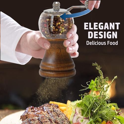 HONISOX Pepper Mill Set 2pcs - Retro Style Manual Wood Grinders