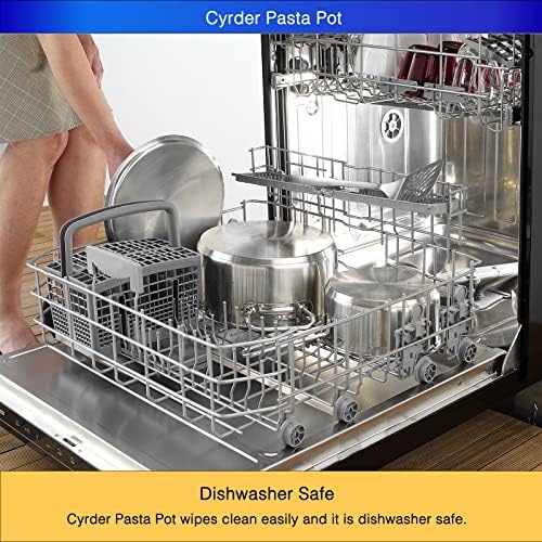 Cyrder 5 Quart Stainless Steel Pasta Pot with Strainer Lid 1