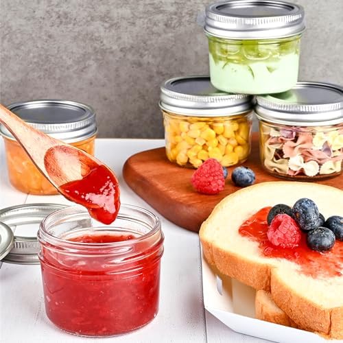 TUZAZO 4 oz Mason Jars 12 Pack with Lids and Labels