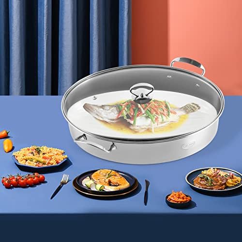 DYRABREST Fish Steamer with Rack and Ceramic Plate