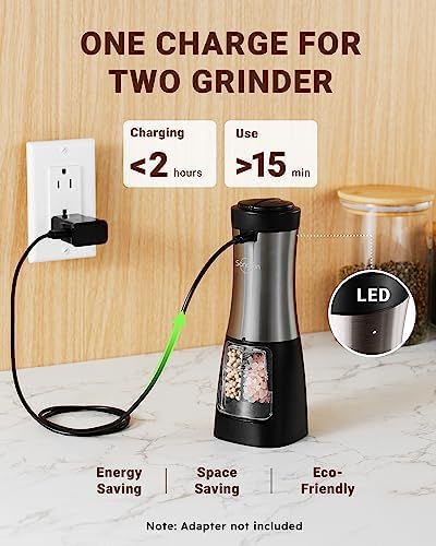 Sangcon 2 in 1 Electric Salt Pepper Grinder Set Shakers 1