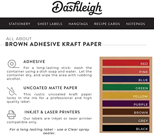 Dashleigh 60 Canning Jar Labels 25 Inch Brown Kraft