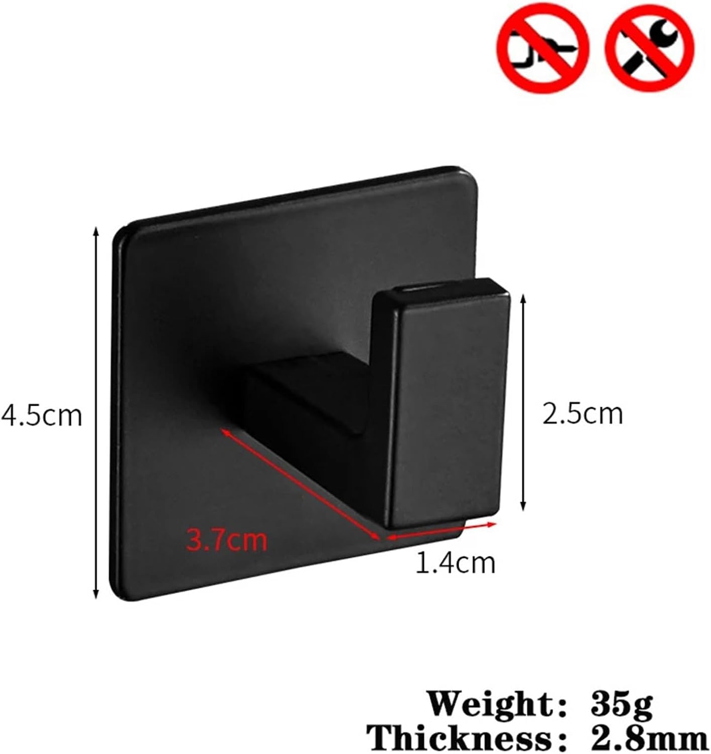 MOOWI Black Coat Hook Self Adhesive Robe Hook for Home Storage