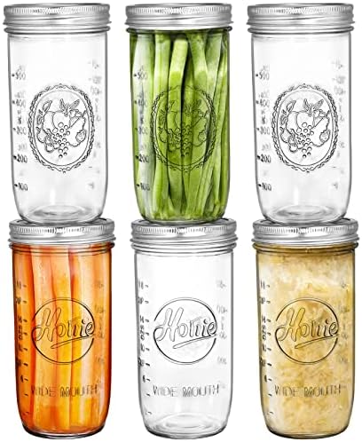 Tebery 6 Pack 24-Ounce Wide Mouth Canning Jars with Airtight Lids