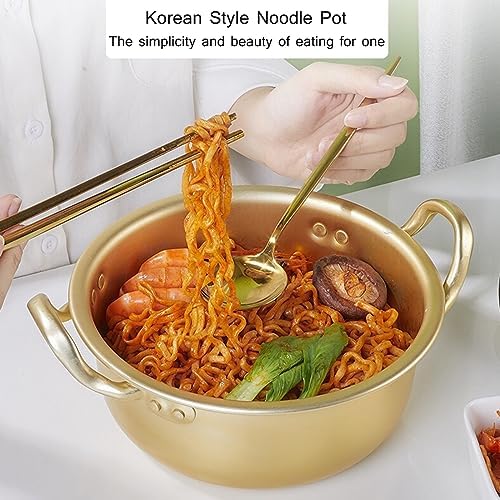 BINGWANG Ramen Cooking Pot 18cm Aluminum Stockpot with Lid and Double Handle