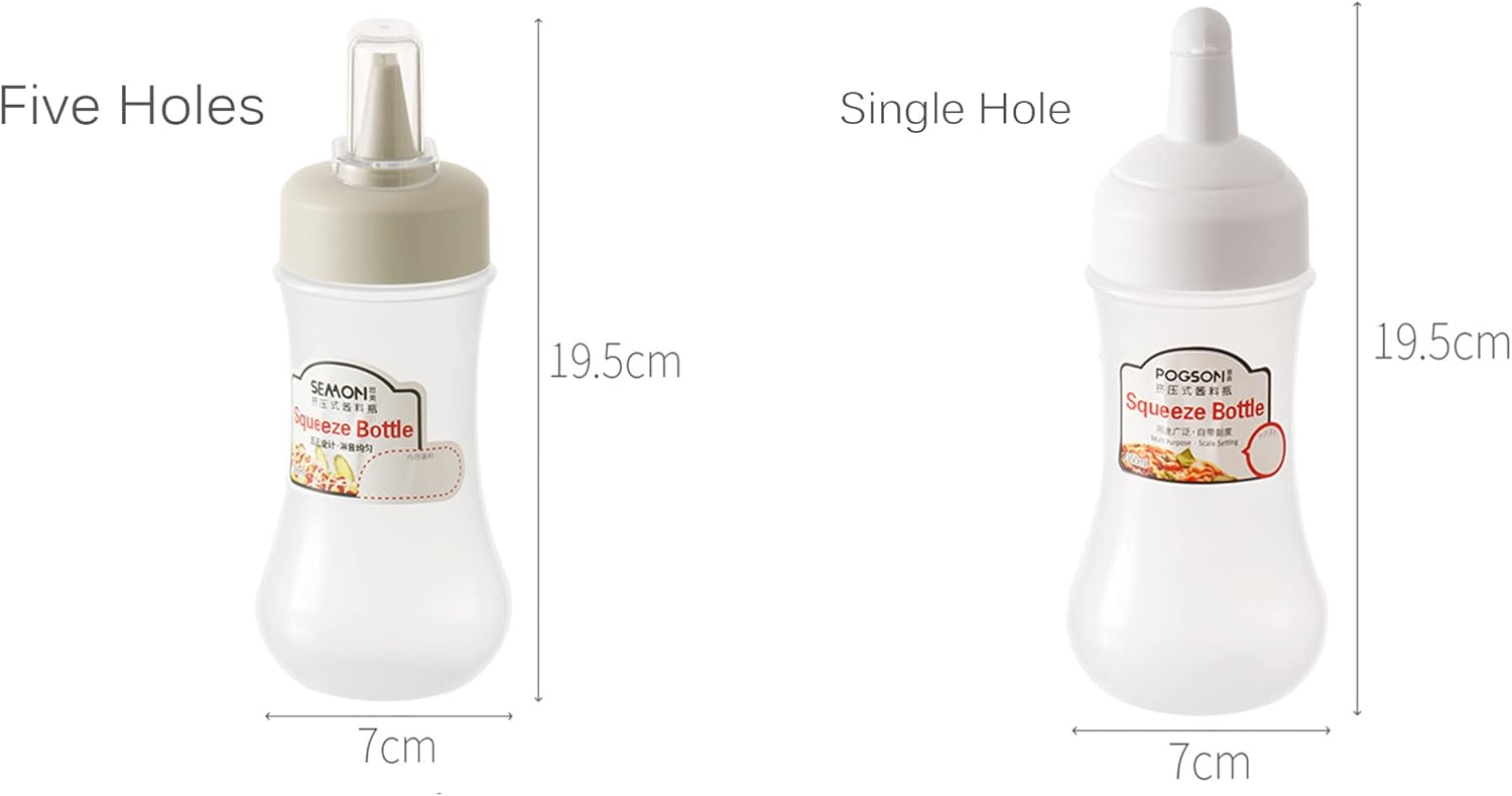 RROAD 4Packs Condiment Squeeze Bottle with 5-Hole Nozzle