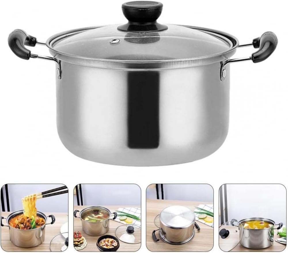 Stainless Steel Stock Pot with Glass Lid 18cm
