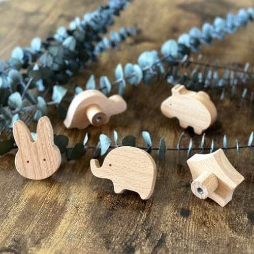 TRUULOOP Cute Animal Wood Wall Hooks - 5 Pieces