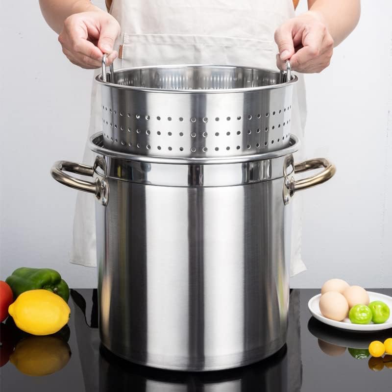 AIZYR 27Qt 45Qt 63Qt Stainless Steel Stockpot with Basket and Lid
