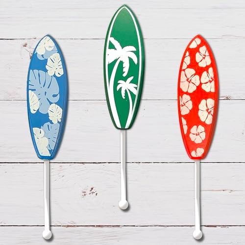 Tropical Surfboard Wall Hooks Set of 3