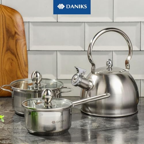 Daniks Mini 1 Quart Stainless Steel Sauce Pot with Glass Lid 1