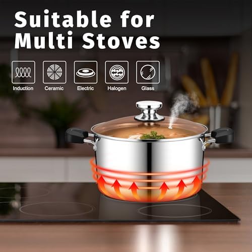 PP CHEF 8 Qt Stock Pot with Lid 3-Ply Stainless Steel