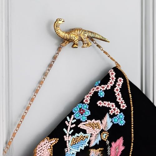 Indian Shelf 3 Piece Gold Dinosaur Wall Hooks for Kids