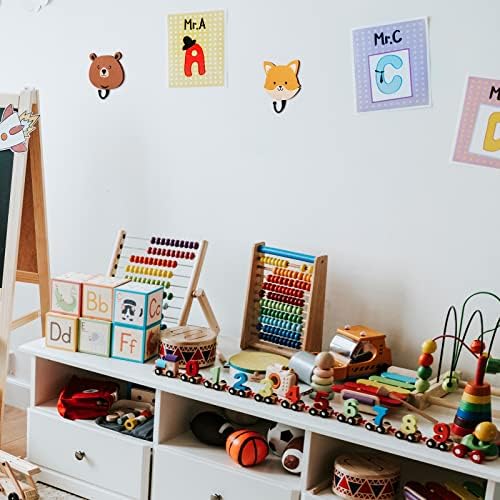 Tatuo 4 Pcs Kids Wall Hooks Wooden Safari Animal Decor