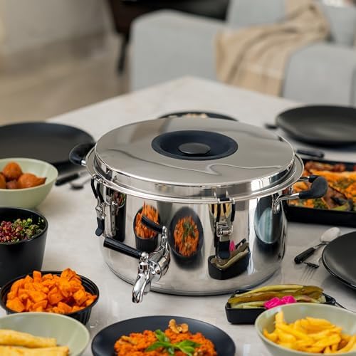 Virsari 147 Qt Stockpot with Flip-and-Serve Lid and Strainer