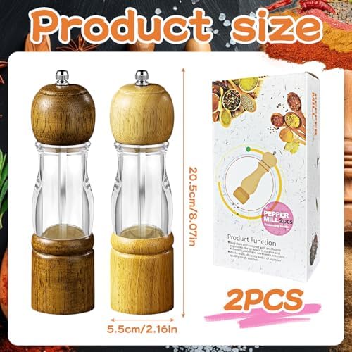 Feibety Salt and Pepper Grinder Set with Adjustable Coarseness