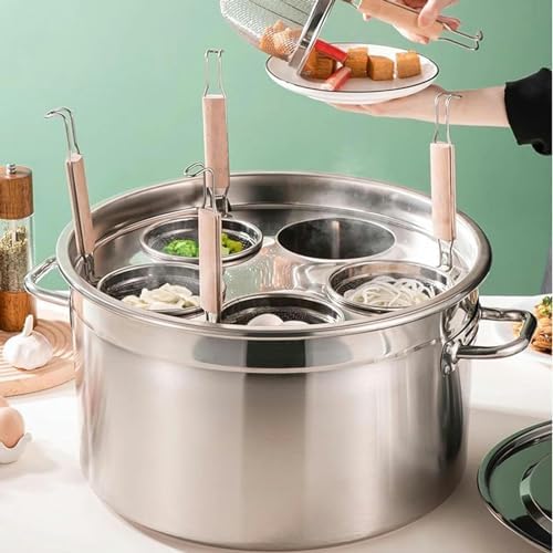 DAOUXIAOSP 5 Hole Pasta Cooker Set with Strainer Basket