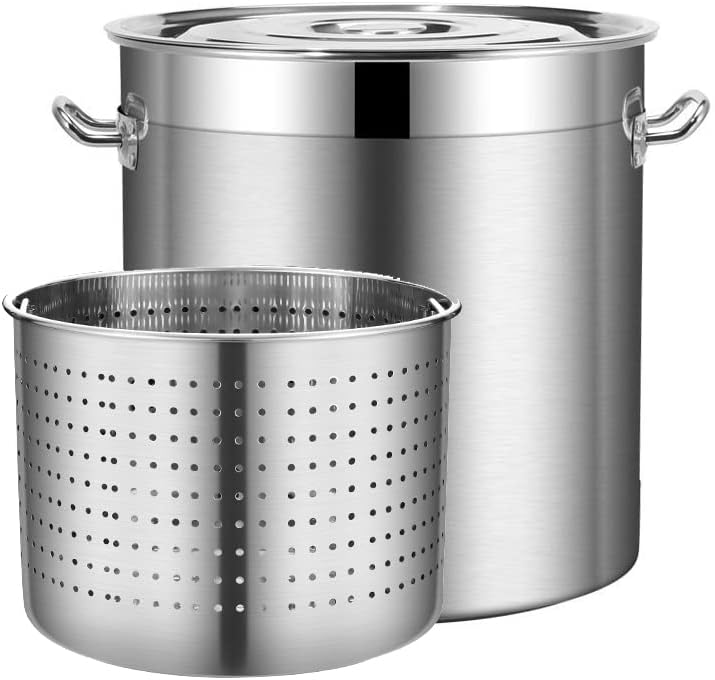 27Qt 45Qt 63Qt Stainless Steel Stockpot with Lid and Basket