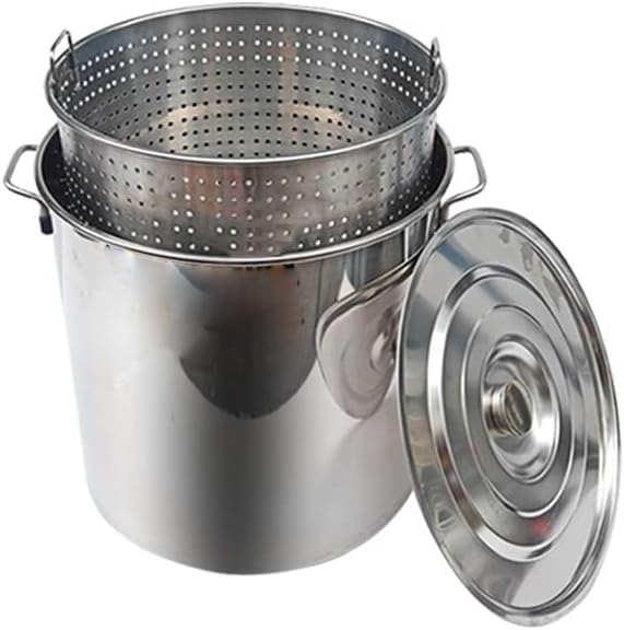 AIZYR Heavy Duty Stock Pot with Steamer Basket - 27Qt 45Qt 63Qt 1