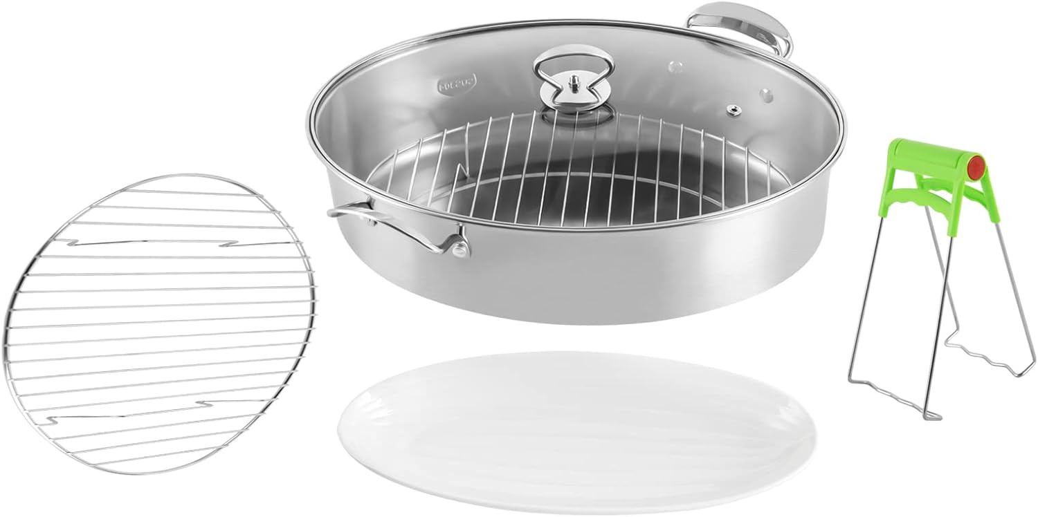 DYRABREST Fish Steamer with Rack and Ceramic Plate