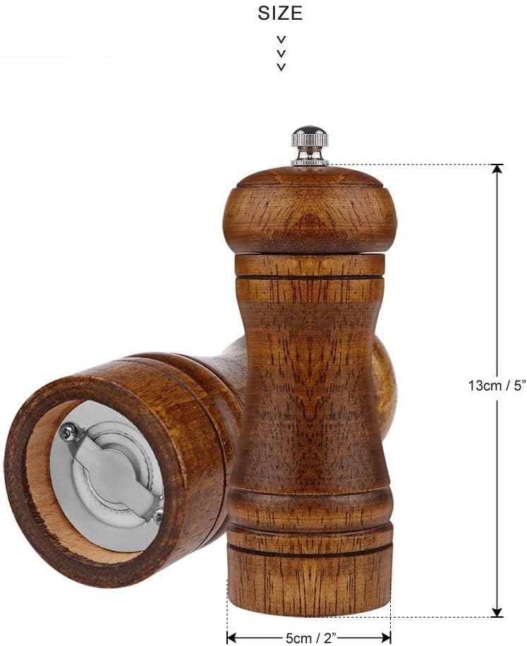 Powstro 5 Inch Adjustable Pepper Mill Set 2Pack