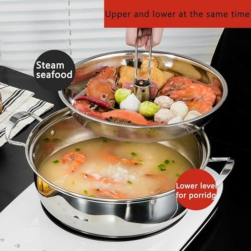LGEOELIAS Stainless Steel Seafood Steamer Pot 30-34cm with Basket and Lid