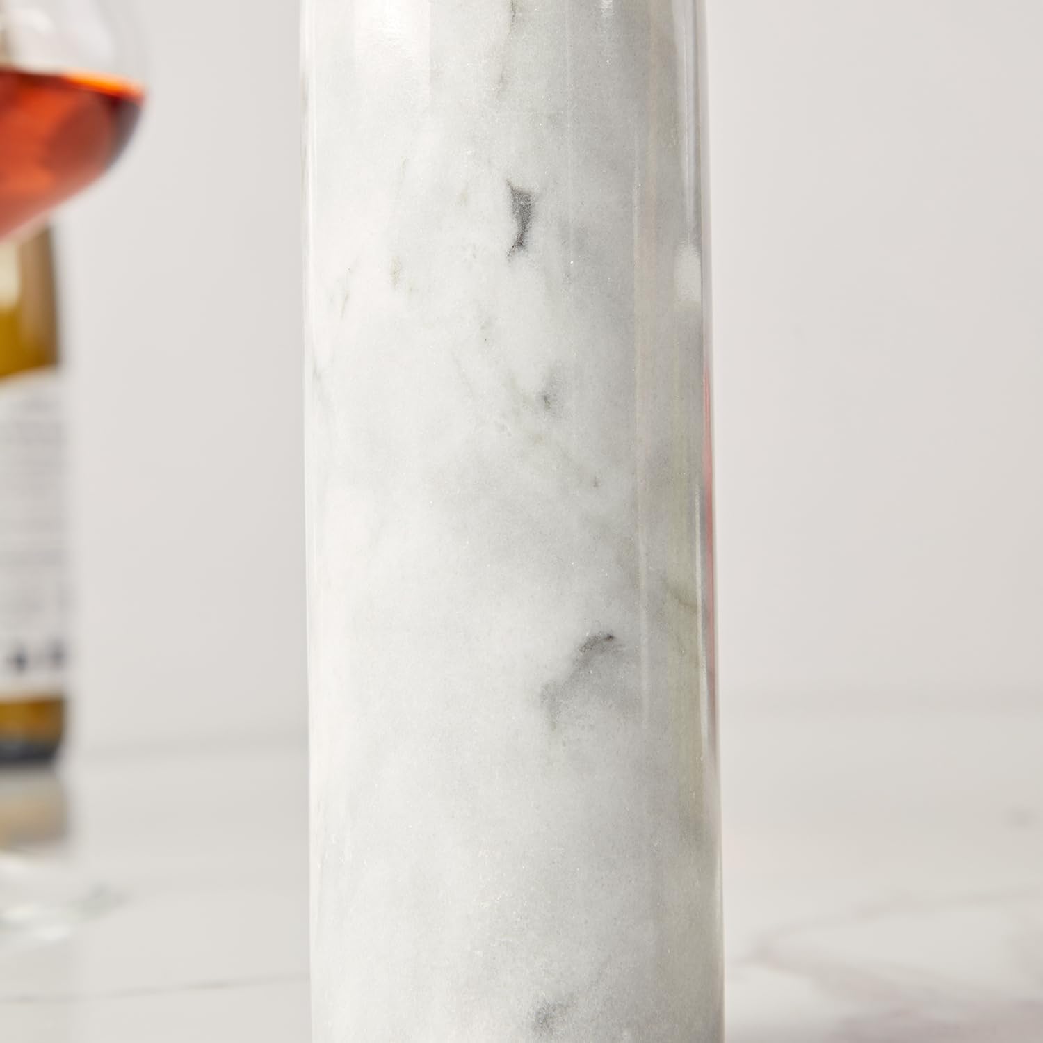 White Marble Salt Pepper Shaker Set with Adjustable Grinder