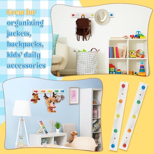 Yousoontic 2 Pcs Kids Rainbow Coat Hooks Wall Mount