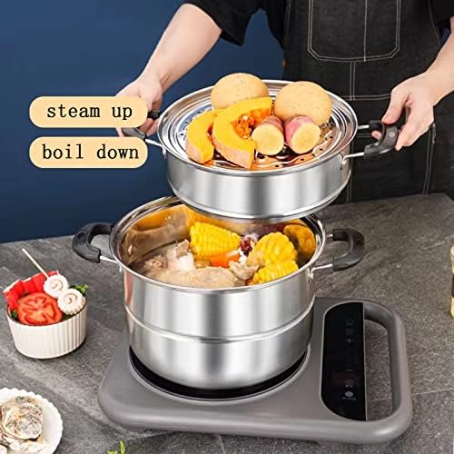 LCPUD 11 Inch 3-Tier Stainless Steel Steamer Pot with Lid