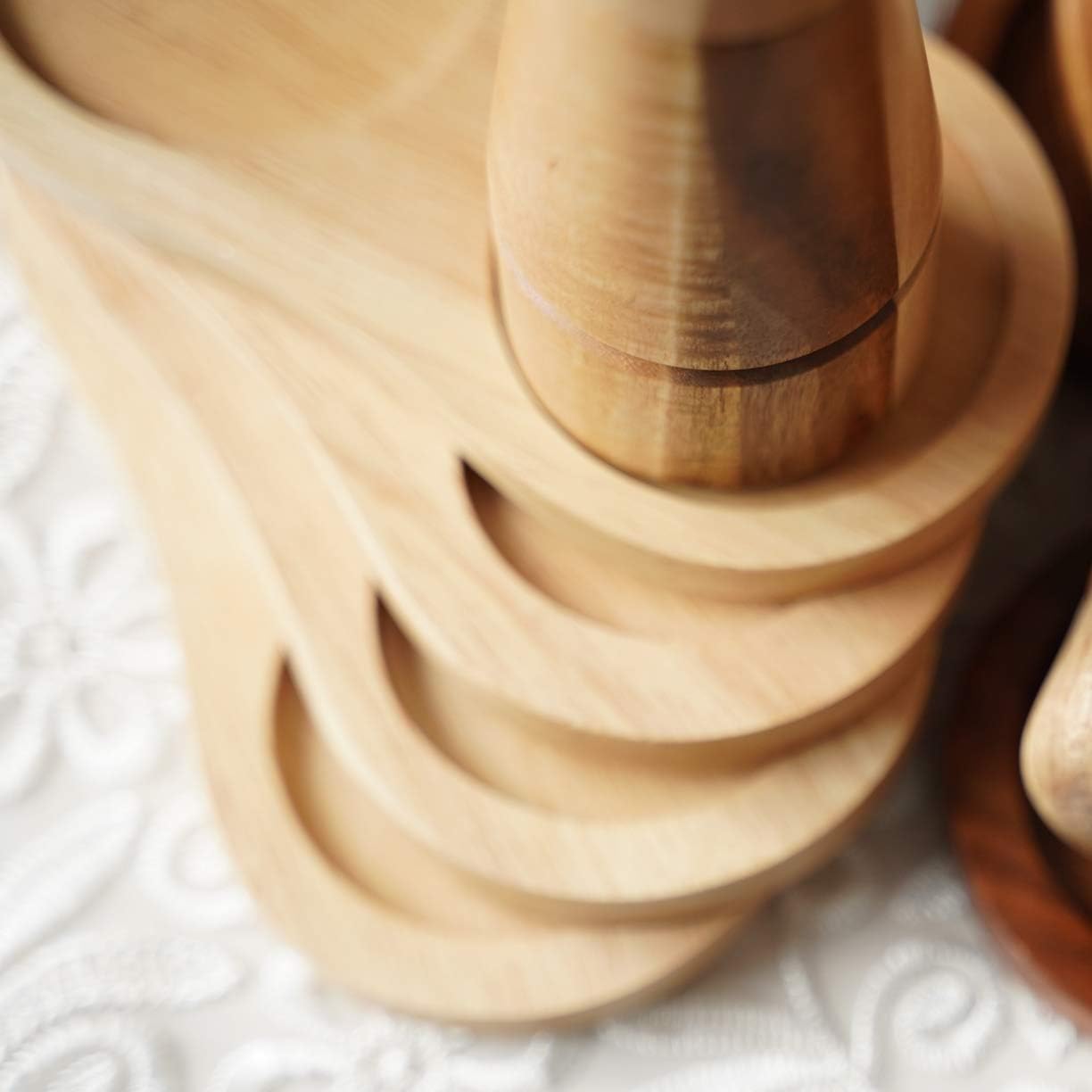 Salt and Pepper Mill Tray - Rubber Wood 6 cm Inner Diameter