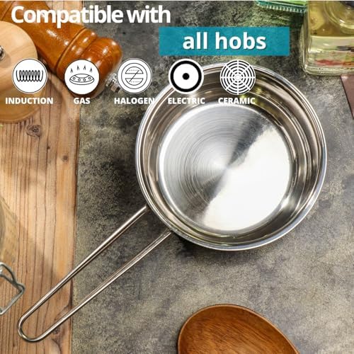 Daniks Mini 1 Quart Stainless Steel Sauce Pot with Glass Lid 1