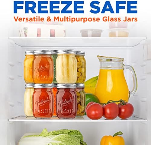 NutriChef 12-Pack 16 oz Mason Jars with Lids