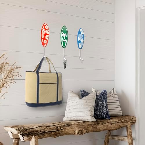 Tropical Surfboard Wall Hooks Set of 3