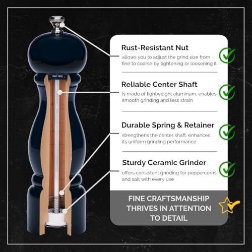 Classic Wood Pepper Mill Grinder with Ceramic Rotor