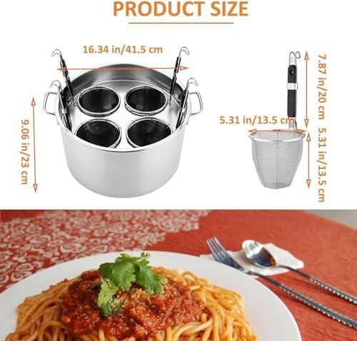 AttreX Pasta Cooker Set with 4 Strainer Baskets