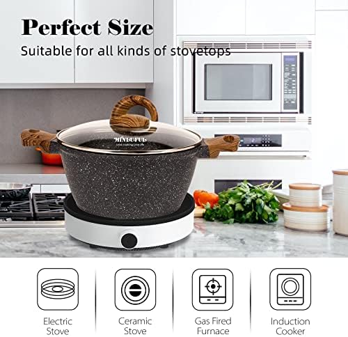 Minluful 9 Inch Nonstick Stockpot with Lid - Black