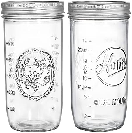 Tebery 6 Pack 24-Ounce Wide Mouth Canning Jars with Airtight Lids