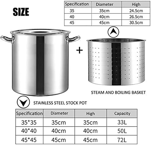 AIZYR 35x35cm Stainless Steel Stockpot with Strainer Basket