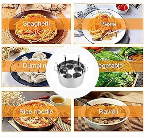 Stainless Steel Pasta Cooker Insert Set with Lid and Divider