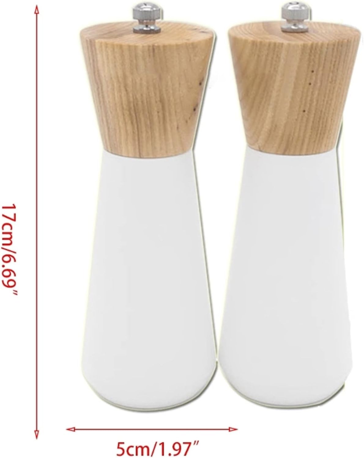 Stylish White Pepper Salt Grinder Set with Wooden Shaker
