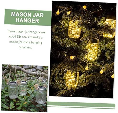 Luxshiny 6pcs Burlap Steel Mason Jar Hangers