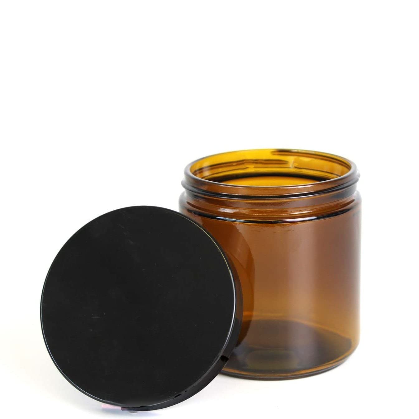 16 oz Amber Glass Jar with Black Cap