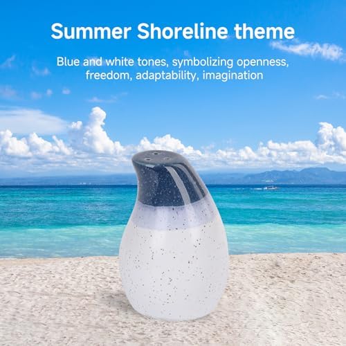 KERMANDO Ceramic Salt Pepper Shaker Set - 2 Pack Blue White