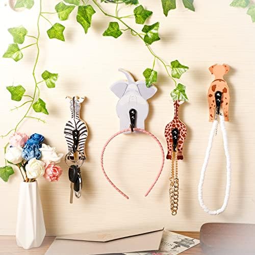 Qunclay 4 Pcs Safari Animal Wall Hooks Decorative
