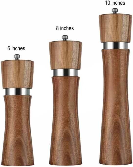 YVLVU 6810 Inch Wooden Pepper Grinder Set