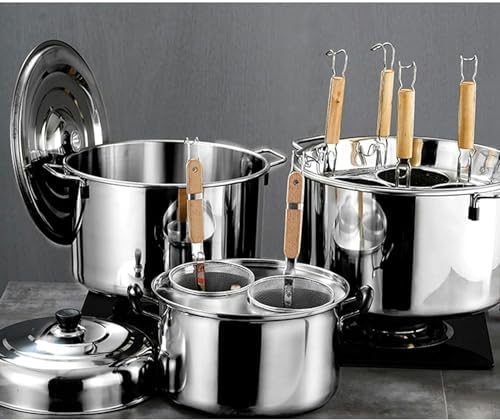 Wzglod Stockpots with Lids and Pasta Basket Set 1