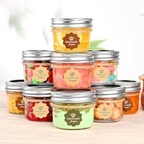 TUZAZO 4 oz Mason Jars 12 Pack with Lids and Labels
