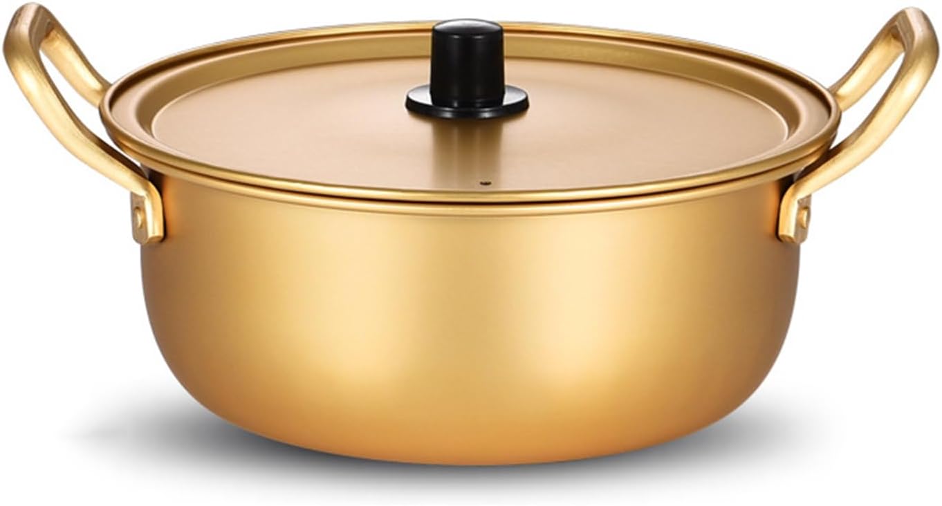 BINGWANG Ramen Cooking Pot 18cm Aluminum Stockpot with Lid and Double Handle