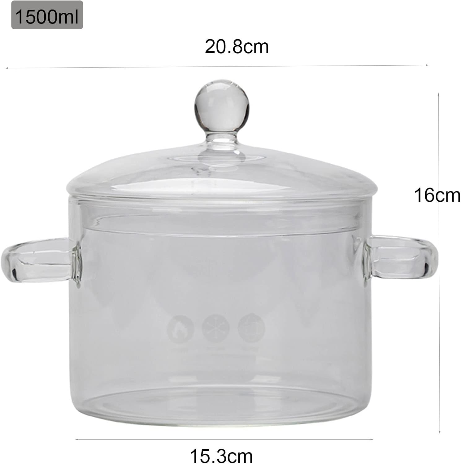 WFF Clear Borosilicate Glass Stock Pot 1500ml